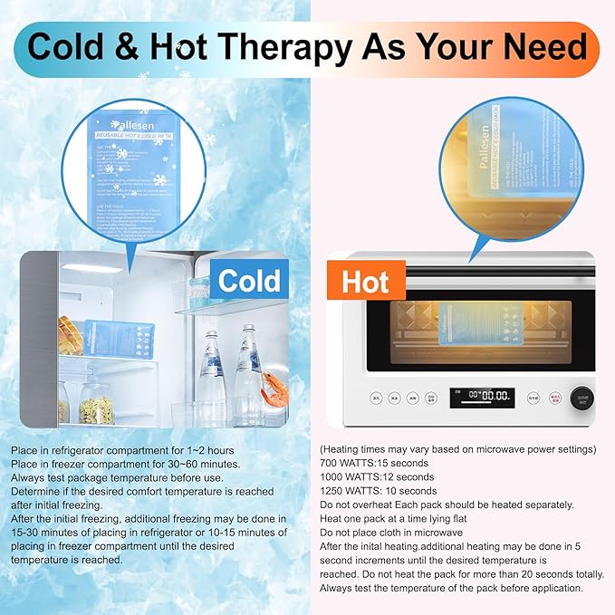 Ice Packs, Ice Packs for Injuries Reusable, Cold Packs for Injuries, with Wrap, Flexible Therapy, Soft Gel Pack, Cold Compress for Pain Relief, Blue