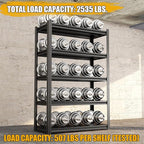 72"H Storage Shelves heavy duty 2535LBS Garage Shelving adjustable metal shel 5 tier shelving Unit metal storage rack for Basement, Warehouse, Pantry, Closet, Kitchen 72" H x 39.4" W x 13.8" D, Black