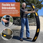 SmartSign Rubber Parking Curb, (Pack of 10) Heavy Duty Parking Stops with Yellow Reflective Stripe Chevrons, 72" Long (6ft), Wheel Stops for Parking Lots/Garage/Cars/Trucks, Pre-Drilled Holes