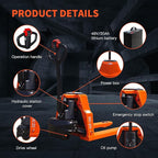 Full Electric Pallet Jack, 4400lbs Capacity Pallet Truck, 48V 20AH Lithium Battery Powered, 6 Hours Working Time, 3.35 to 7.68 Inch Lift Hight, 48 x 27 Inch Fork Size, for Material Handling