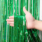 3 Pack 3.3 x 8.2 ft Laser Green Foil Fringe Backdrop Curtains, Tinsel Streamers Birthday Party Decorations, Fringe Backdrop for Graduation, Baby Shower, Gender Reveal, Disco Party