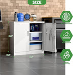 Metal Storage Cabinet with Lock, Lockable Metal Garage Cabinet with Pegboards and Hooks for Garage,Warehouse,Home,Office, Assembly Required,White