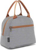 FlowFly Insulated Lunch Cooler Bag - Tote Bag Organizer for Women/Men, White&Black Stripe