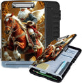 Clipboard with Storage Box & Pen Holder,Heavy Duty Clip Boards 8.5x11 for Nursing,High Capacity,School & Office Supplies,Santa Horse Christmas