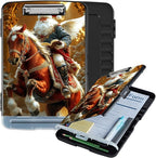 Clipboard with Storage Box & Pen Holder,Heavy Duty Clip Boards 8.5x11 for Nursing,High Capacity,School & Office Supplies,Santa Horse Christmas