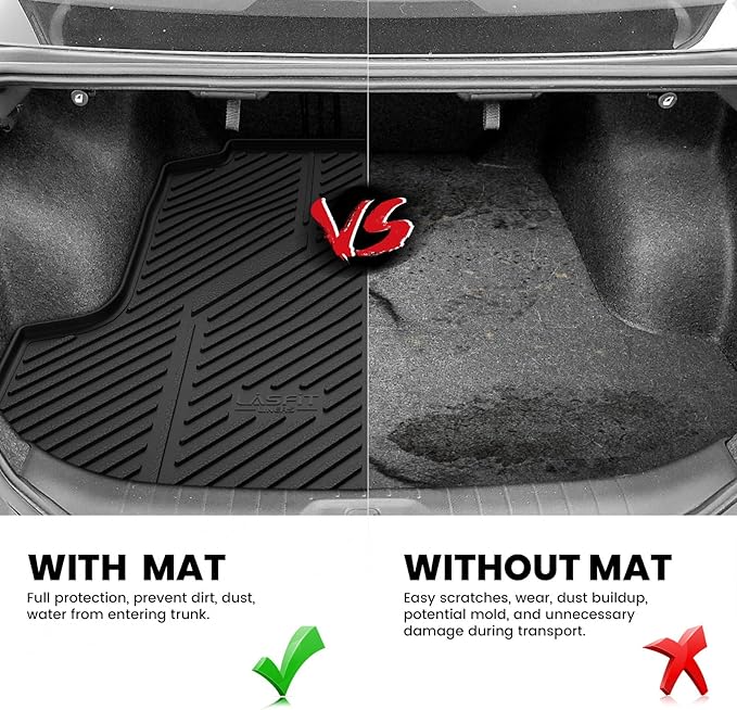 LASFIT Cargo Mat for Nissan Altima 2019-2025, All Weather TPE Custom Fit Easy Clean Durable No-Curling Trunk Mat for Altima 2019 2020 2021 2022 2023 2024 2025 Cargo Liner Cargo Tray, Black