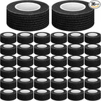 Treela 36 Pcs Self Adherent Bandage 1" X 5 Yard Wrap Breathable Cohesive Bandage Elastic Adhesive Tape for Stretch Athletic Sports Wrist Ankle(Black)