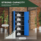 Greenvelly Metal Storage Cabinet, 72" Locking Metal Garage Storage Cabinet with Doors and 4 Adjustable Shelves, Lockable Steel Cabinet for Home Office, Garage, Shop, School (Blue 32" W x 16" D)