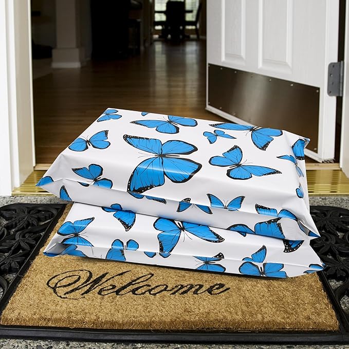 Cute Poly Mailers 14.5x19 Inch 50 Pcs - Butterfly Printed Shipping Bags for Clothing - Waterproof and Tear Resistant Mailing Envelopes - Self-Sealing Packaging Bags for Small Business