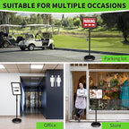 2Packs Adjustable Pedestal Sign Holder Stand 8.5''x11'', Floor Standing Poster Sign Stand for Vertical/Horizontal View Sign stand,Outdoor/Indoor Standing Sign Holders(Black, Round)