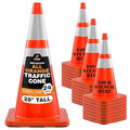 Xpose Safety 28 Inch Orange Traffic Cones Heavy Duty 10lb with 6" & 4" Collars, 24-Pack - Multipurpose PVC Plastic Safety Cone for Parking, Soccer, Caution, Kids and Construction - DOT Approved