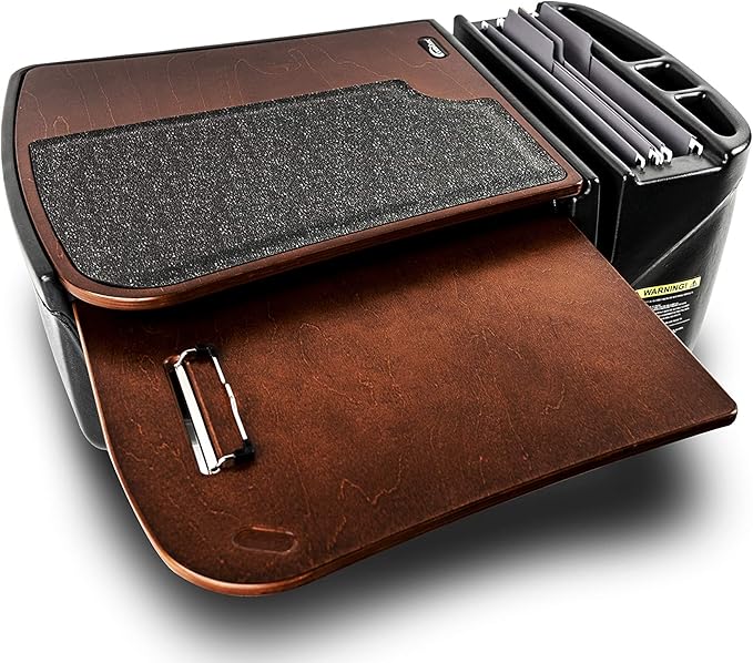 AutoExec GripMaster Car Desk for Your Vehicle Workstation and Mobile Office, Mahogany with 400 watt Power Inverter