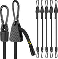 Bungee Cords with Hooks, 96 inch Adjustable Bungee Cords with Carabiner Hooks, Easy to Adjust from 7 to 96 inch Black Elastic Bungee Straps with Clips Heavy Duty for Bike, Cargo, Tarps, 6 Pack