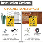 Slippery When Wet Or ICY Sign, Caution Sign, 2 Pack, 10" x 7" Rust Free .040 Aluminum, UV Protected, Waterproof, Weatherproof and Fade Resistant, 4 Pre-drilled Holes