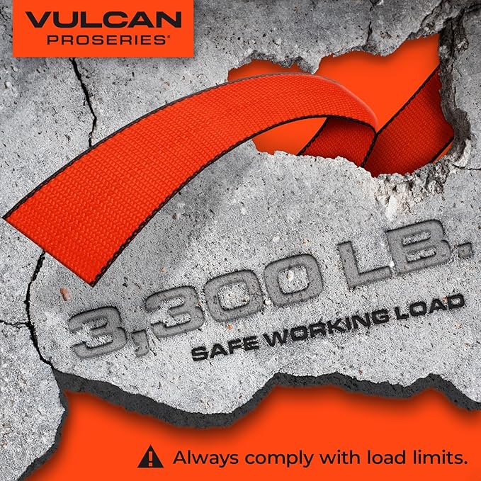 VULCAN Ultimate Axle Tie Down Kit - Heavy Duty ProSeries Webbing - Includes (2) 22 Inch and (2) 36 Inch Axle Straps, (2) 96 Inch Snap Hook Ratchet Strap, and (2) 112 Inch Loop Tie Down Combinations
