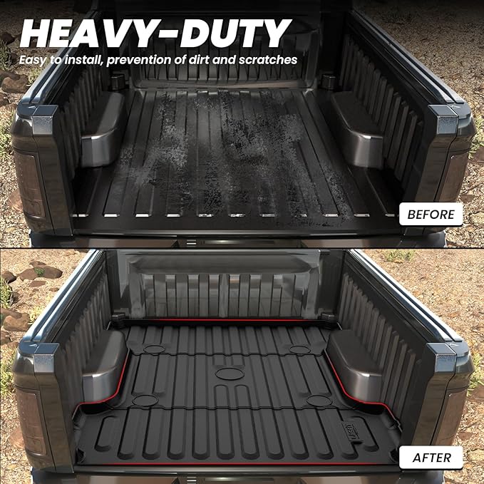 LASFIT 6FT4 Truck Bed Mat for Ram 1500 2006-2018 & Ram 2500/3500 2006-2026 & 1500 Classic 2019-2024 (6.4 FT/76.8 inches), NOT for Optional Rambox, All Weather Custom Fit TPE Truck Bed Liner