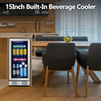 Kalamera 15 Inch 94 Cans Beverage Cooler Refrigerator,for Soda Beer Wine - Freestanding Beverage Fridge for Bedroom Office Bar,Adjustable Shelves & Digital Temperature Display