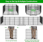 Heavy Duty Dog Playpen: 12 Steel Panels 47" Height, Square Steel Pipe with Reinforced Crossbars, 27FT 57 Sq.ft Portable Fence for Yard RV Camping, Snowy Black
