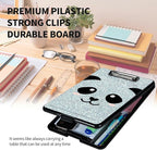 A4 Clipboards,Heavy Duty Waterproof Nursing Plastic Folder Clipboard with Storage Clip Boards,File Folder Storage Box Clipboard Case for Teacher,Doctor,Offices,Funny Panda