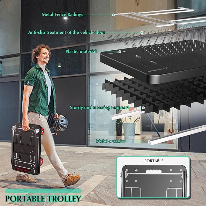 Platform Truck Cart with 3 Fence, 28"x19" Flatbed, 1100lbs Capacity Heavy-Duty Foldable Push Dolly Cart with Swivel Wheels, Foldable & Portable for Groceries, Garage,Home,Office Use, Black