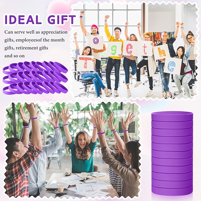 Liliful 100 Pcs Silicone Rubber Wristbands Rubber Wristband Bracelet Bands for Silicone Wristbands for Women Men(Purple)