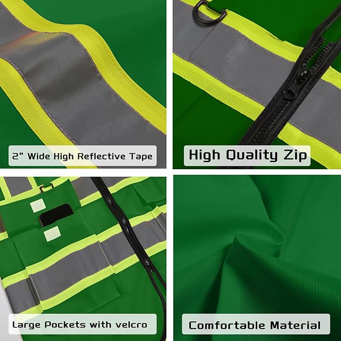 Custom Safety Vest with Logo Pockets High Visibility Reflective Vests Construction Security Workwear
