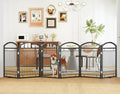 Folding No-Assembly Metal Freestanding Dog Gate with Door Walk Through,32" Height Pet Fence,144" Extra Wide Accordion Puppy Folding Playpen for Doorways,House,Stairs (6 Panels,Black)