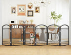 Folding No-Assembly Metal Freestanding Dog Gate with Door Walk Through,32" Height Pet Fence,144" Extra Wide Accordion Puppy Folding Playpen for Doorways,House,Stairs (6 Panels,Black)