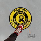 SmartSign “Caution - Watch for Forklifts” Bilingual Anti Slip Adhesive Reflective Floor Sign | 17" x 17"