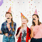 3 Pack 3.3x8.2 Feet White Foil Fringe Backdrop Curtains, Tinsel Streamers Birthday Party Decorations, Fringe Backdrop for Graduation, Baby Shower, Gender Reveal, Disco Party