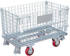 Collapsible Wire Storage Basket with Wheels, 32"x20"x24", Heavy-Duty Foldable Metal Bin for Home, Garage & Laundry Room, 1500 lbs Capacity