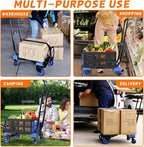 2-in-1 Folding Hand Truck with Folding Basket,Hand Truck with Retractable Handle, 330LBS Capacity Heavy Duty Hand Dolly, Dolly Cart with Wheels for Luggage/Moving/Travel