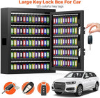 125 Keys Dual Lock Box Wall Mount, Anti-Theft Key Cabinet with Key Hooks & 125 Tags Key Labels, Steel Drop Slot Key Safe for Hotels & Office & Companies & Car Dealerships