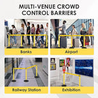6 Pack Stanchions with Retractable Belts - Heavy Duty Crowd Control Barriers with Weighted Rubber Base, Retractable Belt Stanchions for Queue Line, Events, Public Safety(Yellow，6 Pack）