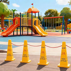 10 Pack Slow Down Kids at Play Cones 26.38 Inch Slow Kid at Play Safety Signs for Street Four Side Visibility Floor Standing Yellow Traffic Cone for Lawn, School, Yard, Gymnasium, Playground