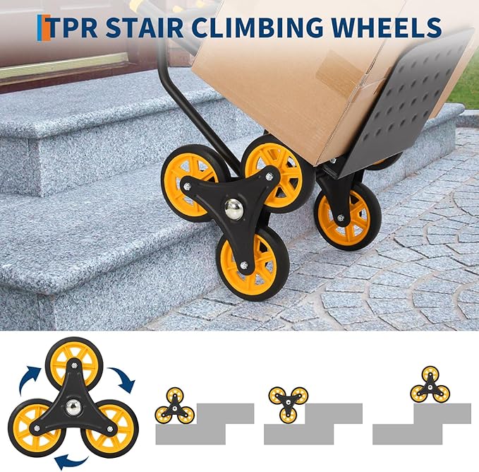 3 in 1 Industrial Convertible Stair Climbing Cart,1000 LBS Capacity Folding Hand Truck Dolly Cart with Telescoping Handle and 2 Elastic Rope for Transport & Moving in Warehouse, Home, Supermarket