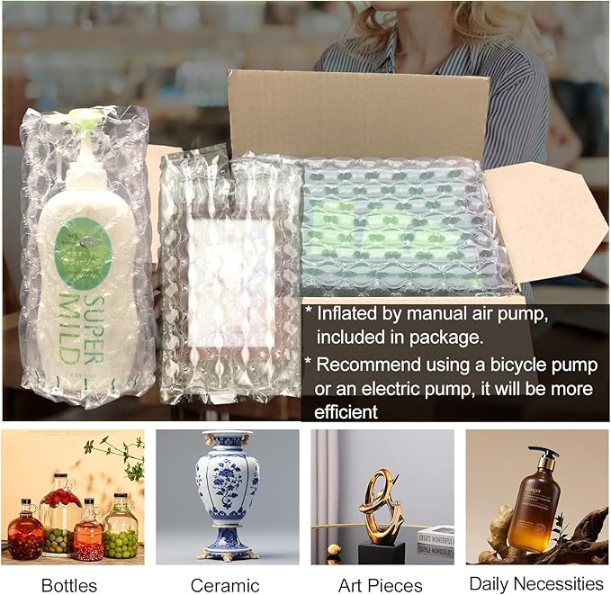 Inflatable Bubble Cushioning Wrap Roll Bottle Shipping Sleeves 15.7"x164' Air Pillows for Shipping Moving, Large Size Air Bubbles Packing Supplies for Fragile Items Packaging Material