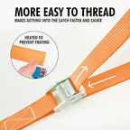 Cartman 1" x 12' Lashing Straps Cargo Tie-Down Strap Up to 600lbs, 2pk Orange