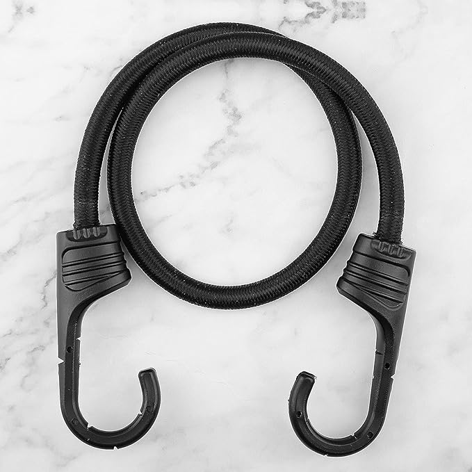 ZHOUBIN 24 Inch Black Bungee Cords with Hooks Heavy Duty, 2 Pcs