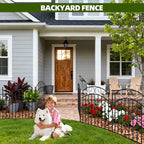 5 Panels 32in(H) Decorative Garden Fence, Total 11ft L Heavy Duty Iron Metal No Dig Animal Barrier Fence, Garden Border Fencing, Temporary Dog Fencing Outdoor for Yard