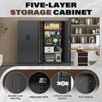Incbruce 72” Metal Storage Cabinet, Garage Cabinets and Storage System with Doors and Shelves, Tall Lockable Tool Cabinet for Garage, Office, Home (Black)