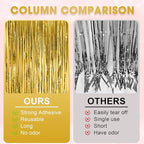 3 Pack 3.3x8.2 Feet Gold Foil Fringe Backdrop Curtains, Tinsel Streamers, Fringe Backdrop for 2025 New Years Eve, Graduation, Birthday, Baby Shower, Gender Reveal, Disco Party