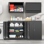 Pataku Metal Storage Cabinet, Garage Cabinet with Doors and Shelves 36" Hx32 Wx16 D, Steel Lockable File Cabinets for Office, Home, Garage, Basement, Industrial, Black