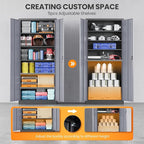 Metal Garage Storage Cabinets with Lock, 71" Tall Tool Cabinet with 2 Door and 5 Adjustable Shelves, Locking Garage Cabinets and Lockable Steel Locker for Home Office Warehouse-(Black Gray-71”H)
