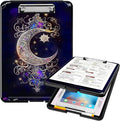 A4 Clipboards,Heavy Duty Waterproof Nursing Plastic Folder Clipboard with Storage Clip Boards,File Folder Storage Box Clipboard Case for Teacher,Doctor,Offices,Moon Star Galaxy Floral