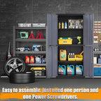 STANI Metal Storage Cabinet, Locking Steel Cabinet with 4 Doors and 2 Adjustable Shelves, 71'' Lockable File Tall for Home Office,Garage,School, Black&grey, (TSJ-BG)