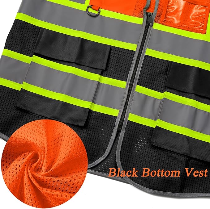 BeautyWill Custom Logo 10/20 Pack Safety Vest Class2 High Visibility Vest with Pockets Breathable Construction Vest Bulk