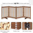LZRS Freestanding Extra Wide Dog Gate 30 inch Tall - 4 Panels Solid Wooden Pet Gate for Doorways, Stairs, Hallways,Kitchens& Long Areas, Expandable & Foldable with Support Feet,Indoor Use,Oak