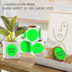 PARLAIM 3" Diameter Round Fluorescent Green Color Coding Sticker, 4 Rolls 2000PCS Circle Dot Label,Permanent for Inventory Box Labeling