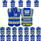 BeautyWill Custom Logo 10 Pockets Safety Vest Class2 ANSI Certified High Visibility Reflective Vest